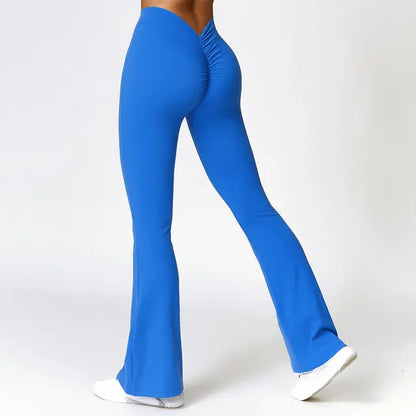 New Yoga Pants Flare Leggings Women High Waist Wide Leg Pants Women Gym Fitness Sports Flared Pant Dance Trousers V-Shaped Hip