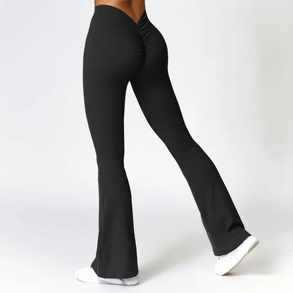 New Yoga Pants Flare Leggings Women High Waist Wide Leg Pants Women Gym Fitness Sports Flared Pant Dance Trousers V-Shaped Hip